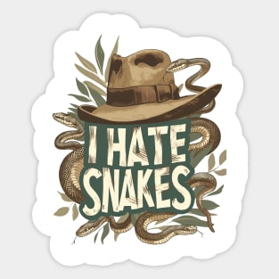 I Hate Snakes - Fedora Hat and Serpents - Indy Sticker